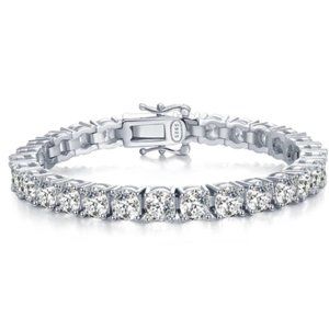16.5-Carats Tennis Bracelet 7" GRA Certified Moissanite Diamonds Sterling Silver